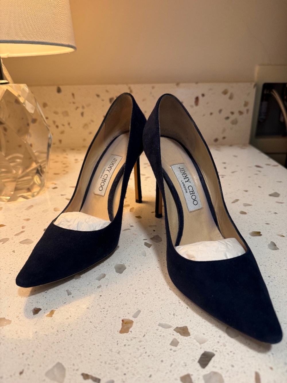 Jimmy Choo navy suede pumps